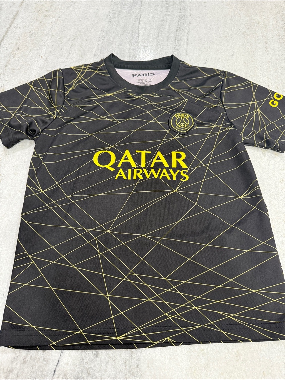 Paris Saint-Germain Black & Yellow Qatar Airways Men's Football Jersey